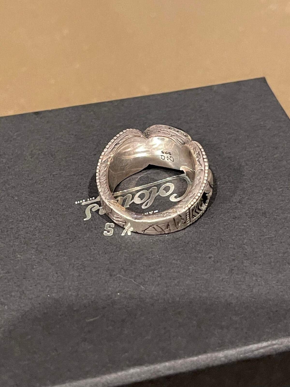 Clocks and Colours Rune Ring Black Onyx Size 10 Sterl… Gem