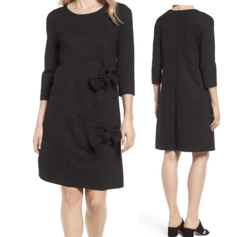 Halogen A-line relaxed fit black dress front tie detail women size Medium | eBay Halogen A-line relaxed fit black dress front tie detail women size Medium | eBay