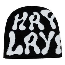 Lettered Beanie in Black/White