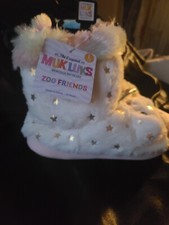 NWT GIRL'S MUK LUKS ZOO FRIENDS RAINBOW UNICORN SLIPPER BOOTS SZ XLG 3-4