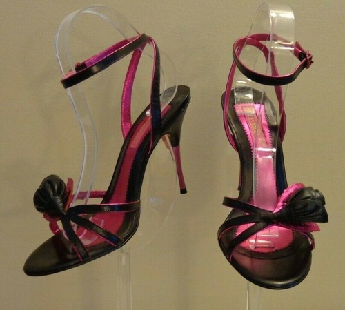 Betsy Johnson💗Vero Cuoio Black/Hot Pink 4.5Stilettos Hi Heel Shoes💗Sz 8M  | eBay