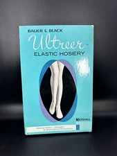 Vintage 1960s Bauer  Black Ultrasheer Seamless Stockings Beige Size 9 USA New