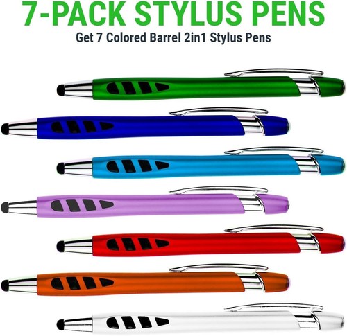 Versatile 7 Pack Stylus and Ballpoint Pens with Sensitive Tips - Assorted Colors - Bild 4 von 9