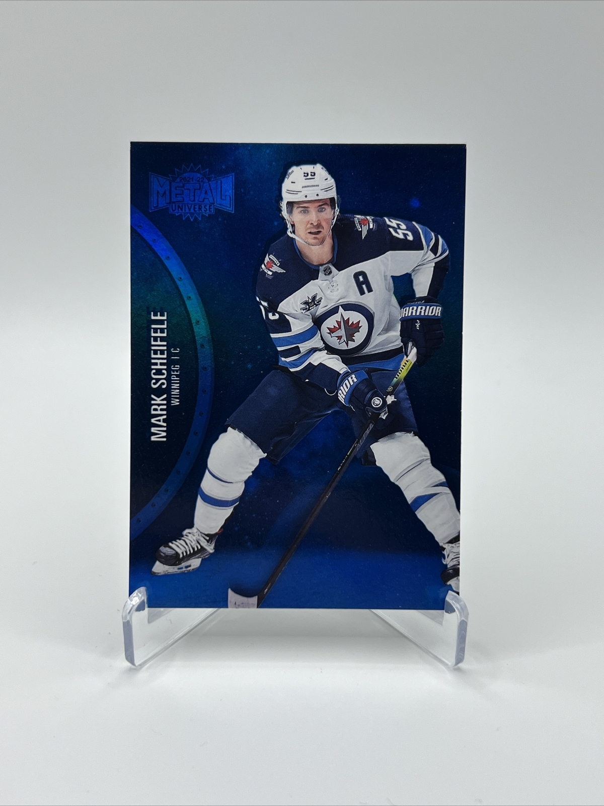 2021-22 UD Skybox Metal Universe Blue Spectrum #30 Mark Scheifele - Jets