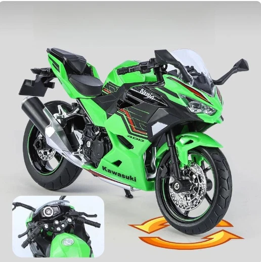 1/12 KAWASAKI Ninja 400 giocattolo moto in miniatura modello in metallo - Immagine 3 di 4
