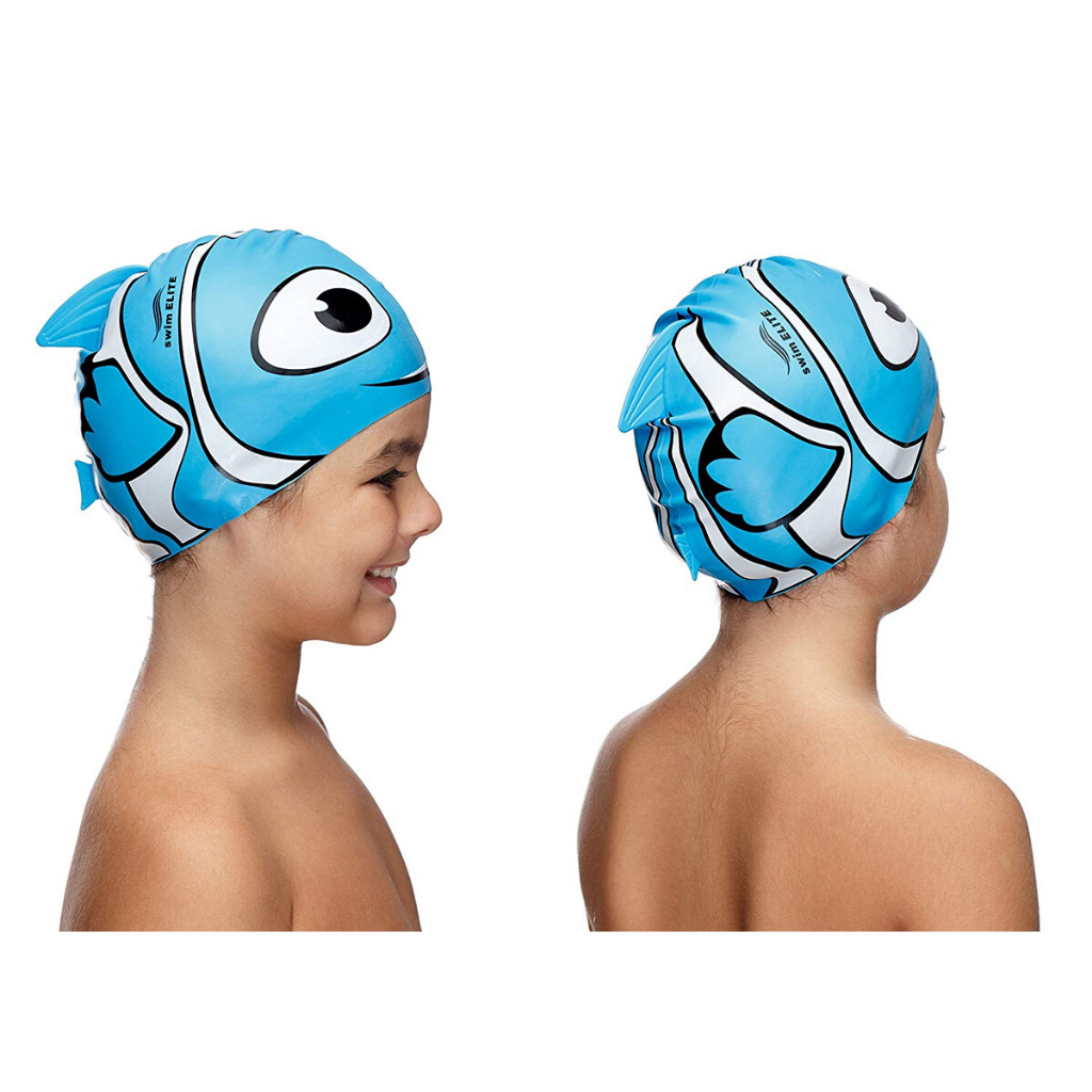 Gorro De Natación De Silicona Para Niños Con Diseño De Tiburón - Antideslizante, Para Cabello Largo, 21.5x19.8 Cm