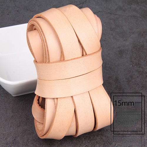 Real Leather Cowhide Cord Rope Straps Flat Tape Trimming Ribbon DIY Sew Quality - Bild 21 von 60