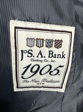 Jos A Bank 1905 Mens Two Button Tailored Fit Blazer Black 39R Wool Lastol Woven