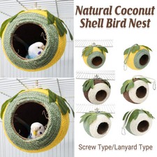 Coconut Shell Parrot Bird Nest Braided Rope Hanging Bed Colourful Cage Toy AU