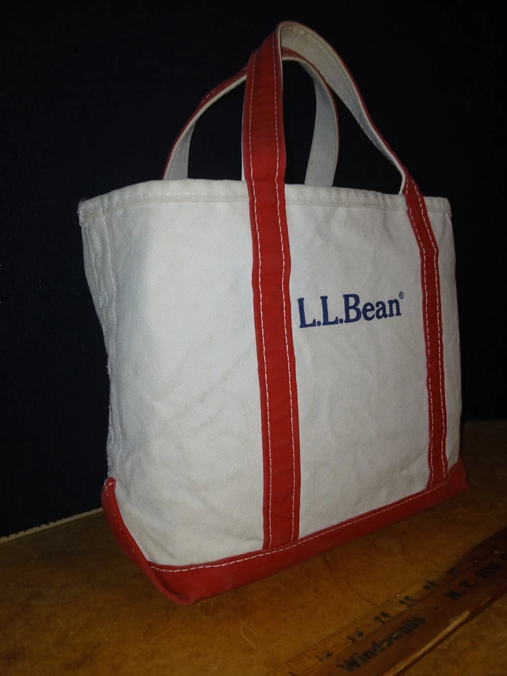 Vintage L.L. Bolsa tote de lona Bean Freeport Maine barco e tote 15 x 11 x 6 - Imagem 3 de 4