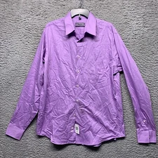 Geoffrey Beene Shirt Men 16.5 36 37 Purple Dress Classic Fit  Bedford Cord