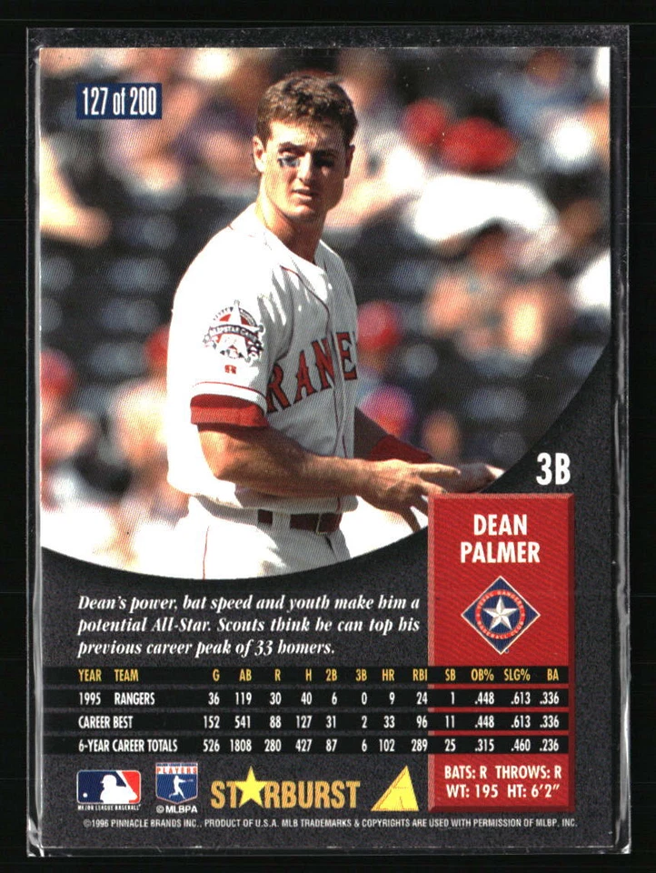 Dean Palmer 1996 Pinnacle Starburst #127  Baseball Card - Image 2 of 2