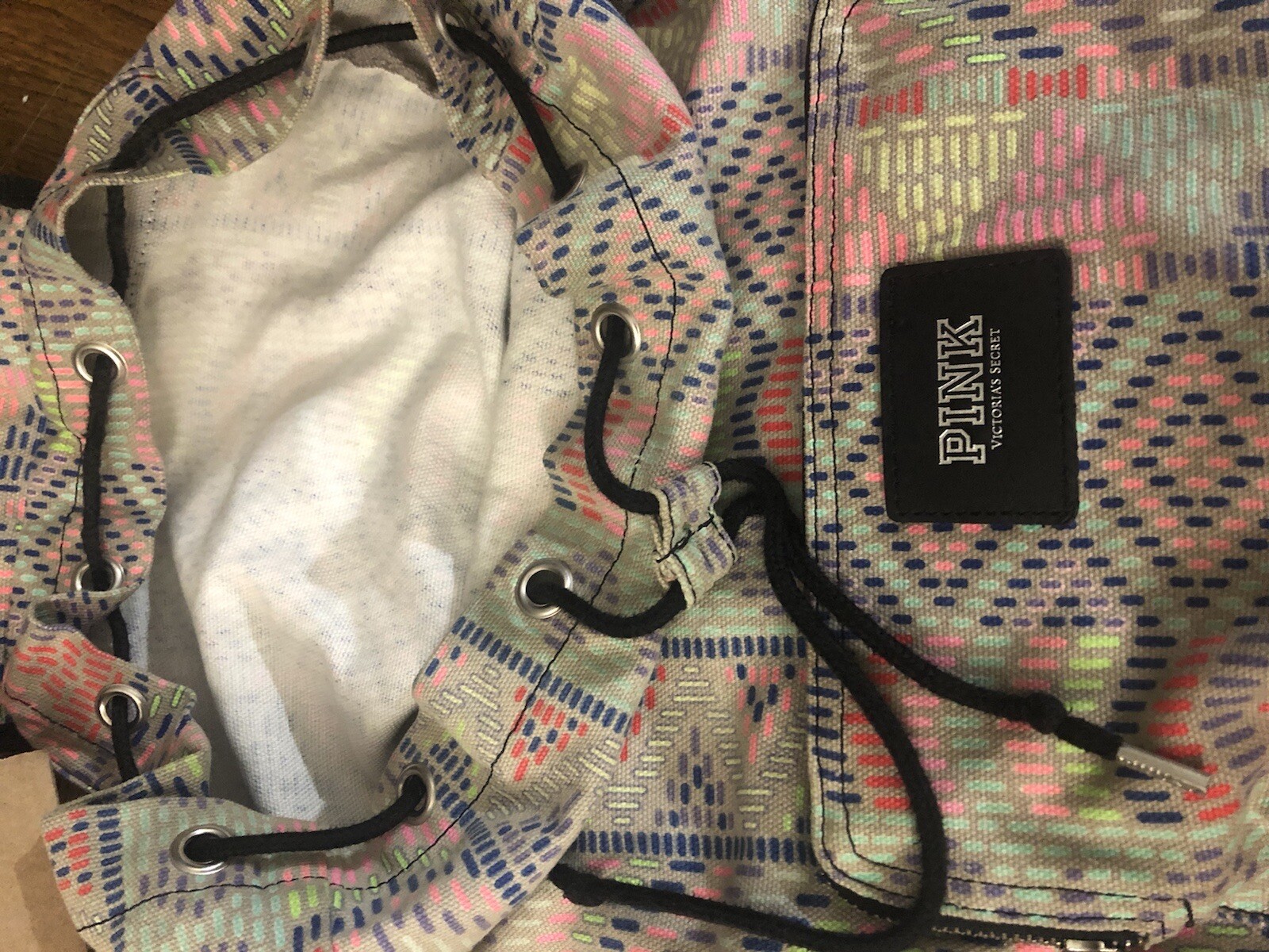 Pink Victoria Secret Grey Aztec pattern backpack. RN … Gem