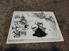 RARE Wade Swisher 1992 A25 Flash Sheet Tattoo Art Vintage Skeleton Skull Angel
