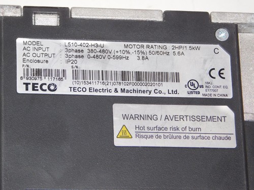 Módulo de microaccionamiento eléctrico Westinghouse Teco L510-402-H3-U unidad 3Ph 2HP 1,5 kW - Imagen 5 de 5