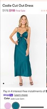 Show Me Your Mumu Codie Cut Out Dress, Size XL, Jade Luxe Satin