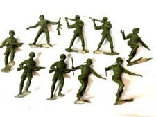 Marx Plastimarx México Segunda Guerra Mundial Grande 6" Soldado Ejército Figura de Acción Lote 9 Verde 1952