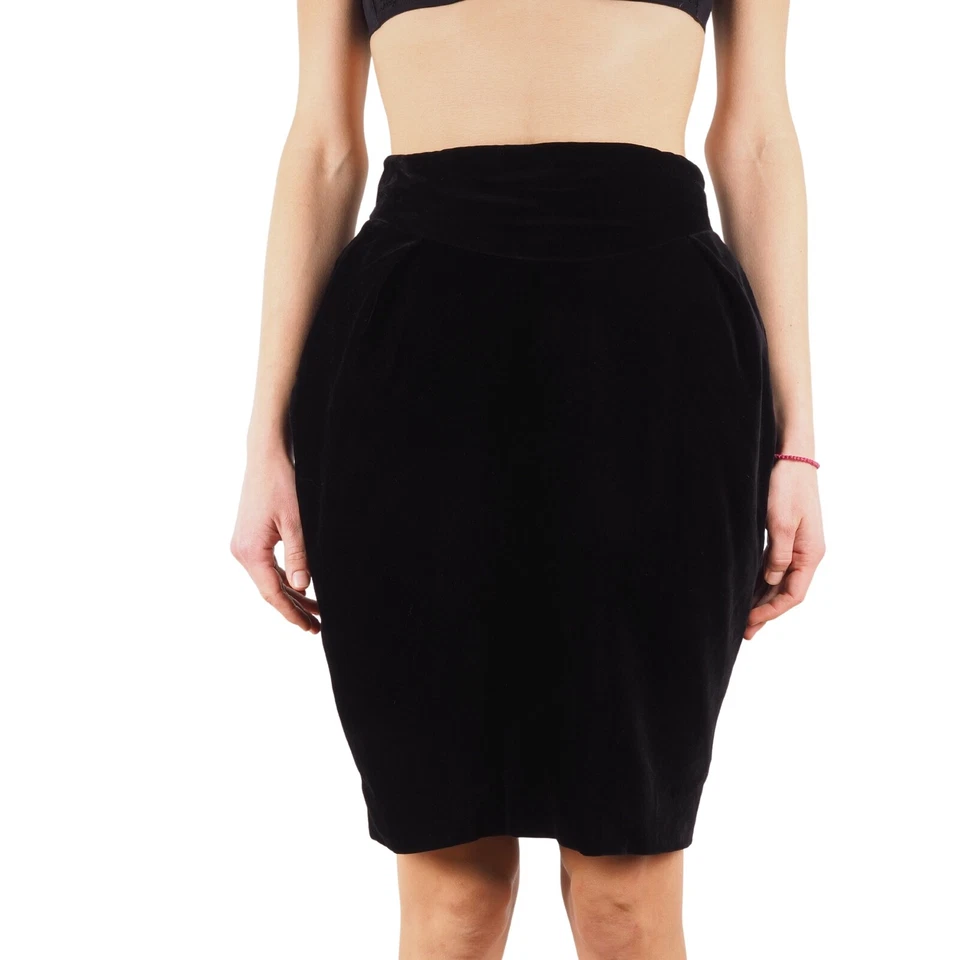 Vivienne Westwood 复古黑色丝绒郁金香高腰裙,尺寸 UK12 US10 — 第 2/4 张图片