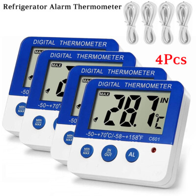 4x Home Freezer LED Alarm Fridge Digital Thermometers  /  Hygrometer Temperature