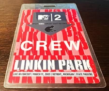 (2) 2003 WORKING STAGEHAND & CREW PASS FOR BAND LINKIN PARK METEORA CONCERT