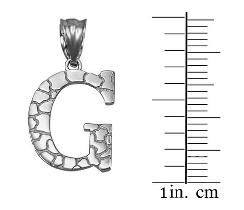 Sterling Silver Nugget Initial Pendant Necklace - Picture 33 of 78