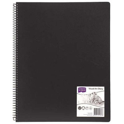 Derwent Black Portrait Visual Art Diary Rigid Polypropylene 120pg 11x14 inches