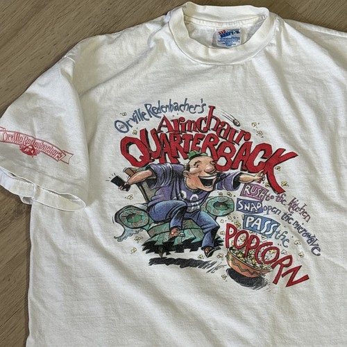 VTG Hanes Single Stiched Men's Orville Redenbacher Arm Chair QB T Shirt White XL - Picture 2 of 5