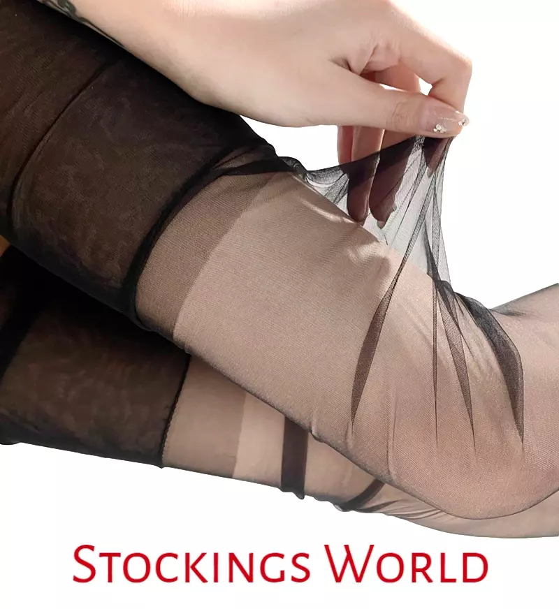 Fully Fashioned Stockings 100% NYLON Non Stretch Seamless BLACK 5 Den  Medium UK