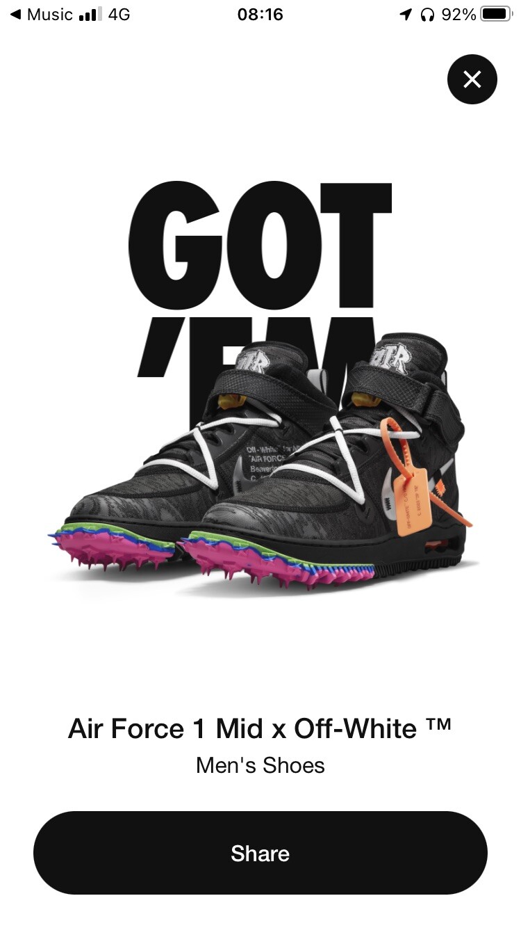 OFF WHITE X NIKE Lotto Nike Air Force 1 Mid x Off White nere taglia UK 10 nuove