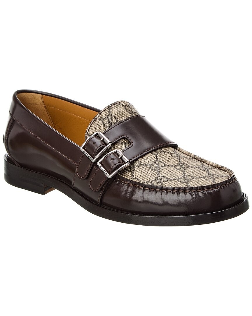 Мужские мокасины Gucci Gg с пряжкой Gg Supreme из холста и кожи 134590₽