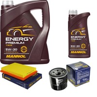 Inspektionspaket 6L Mannol Energy 5W-30 FüR Nissan Micra IV 1.2 Juke 1.6 Note