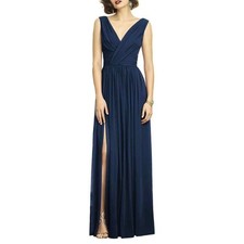 NWT DESSY COLLECTION 2894 LUX V-NECK CHIFFON MIDNIGHT GOWN size 8