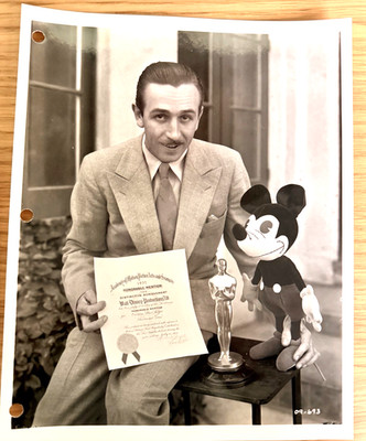 Walt Disney Studio Re-strike Photo 1932 Mickey Mouse First Oscar Academy Award