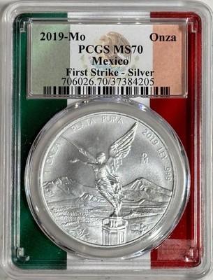 2019 Mexico 1 Oz Silver Libertad BU PCGS MS70 First Strike Flag