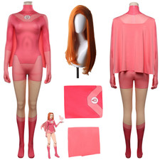 Atom Eve Cosplay Costume Jumpsuit Cloak Wig Halloween Carnival Women Bodysuit