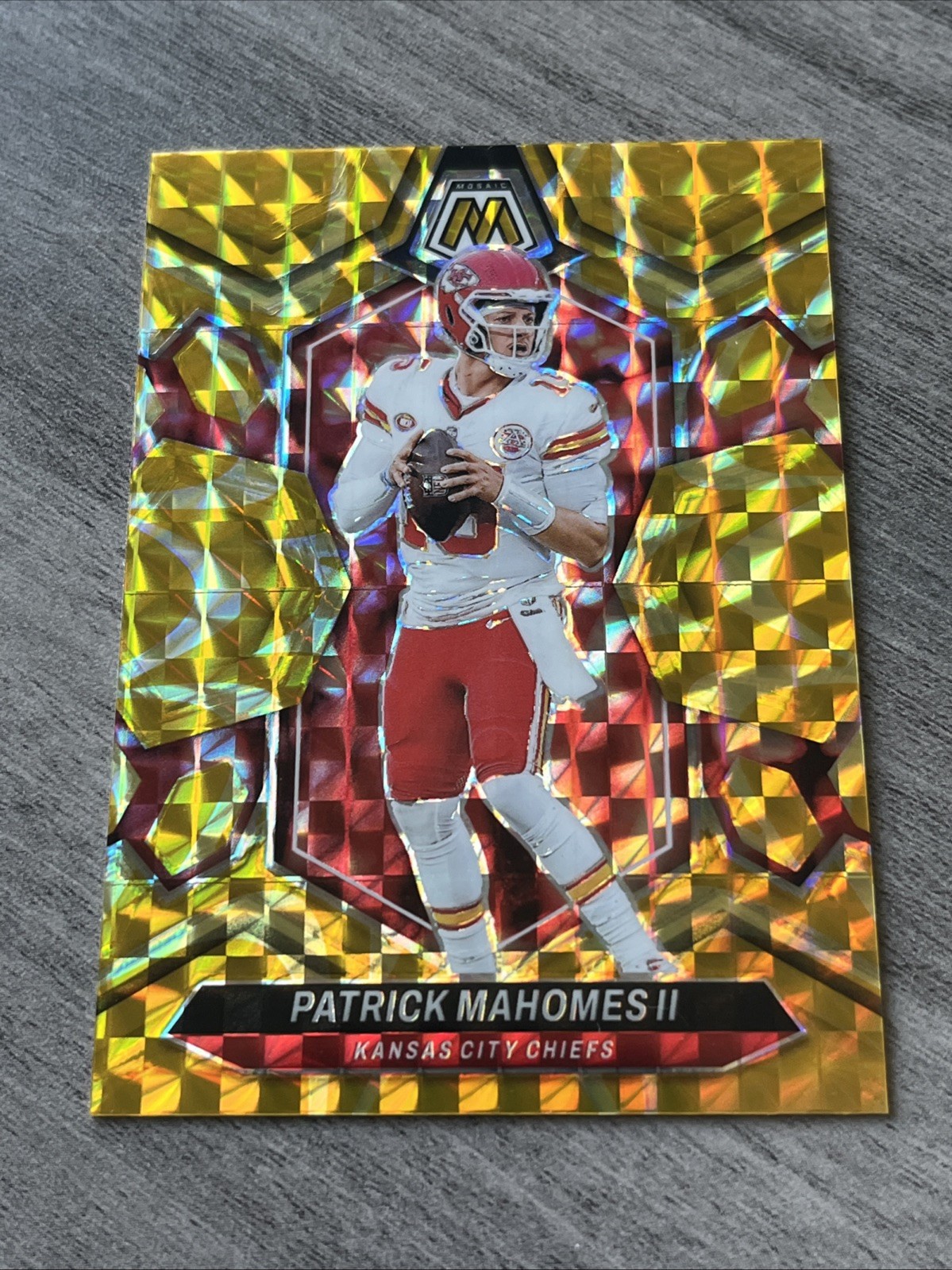 2024 Panini Mosaic- Patrick Mahomes II #106- Reactive Yellow Mosaic Prizm-Chiefs