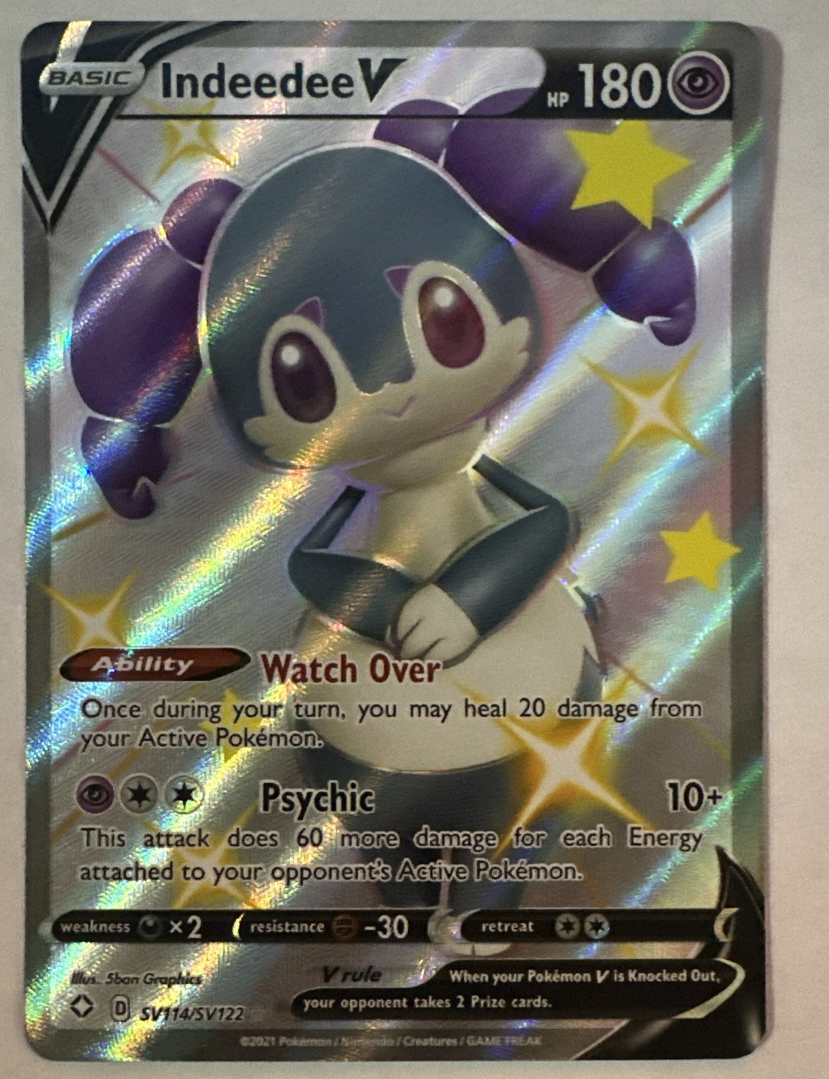 Indeedee V Sword & Shield Base Set Full Art Holo Rare 192/202 Near Mint