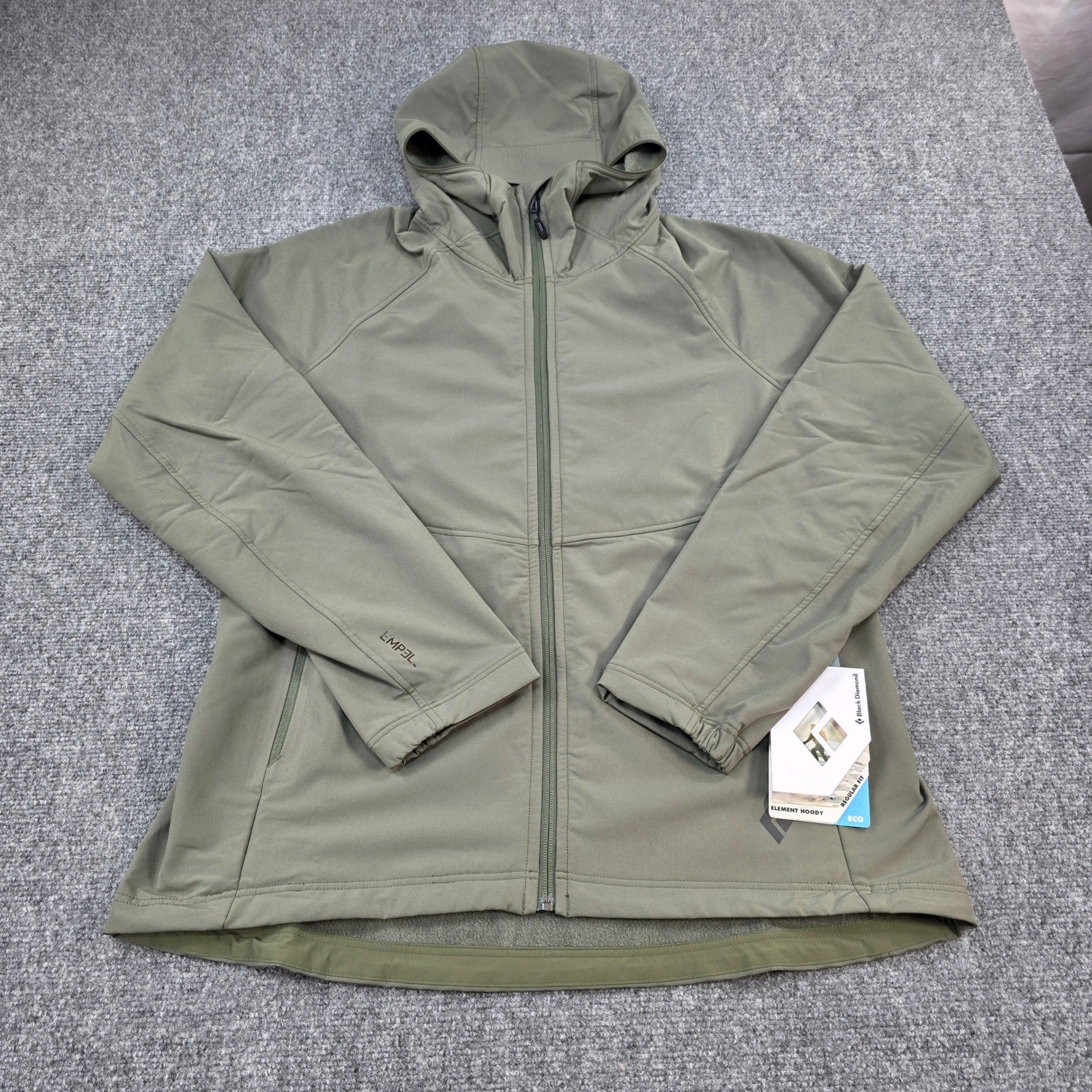 Chaqueta con capucha Black Diamond Element para mujer XL verde oliva protección contra el agua