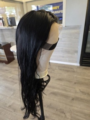 Women s Long Wavy Black Lace Front Wig Hairpiece, Wig Cap Construction