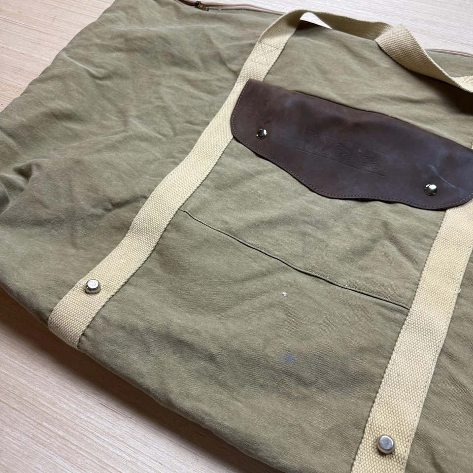 Bolso de Lona Vintage Lona Cuero Extra Grande Aviador Algodón Galicia 38x24 Oliva Foto 3 de 4