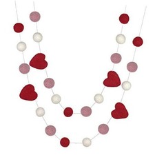 Valentine  s Day Wool Felt Garland, 6 ft String with 25 Red/Blush Pink/White