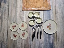 Vintage Holly Hobby Sunbonnet Sue 13 Piece Metal Tea Set With Metal Spoons