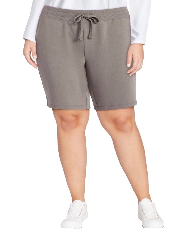 Athletic Works Womens French Terry Manatee Taupe Bermuda Shorts 9” Inseam  XXL