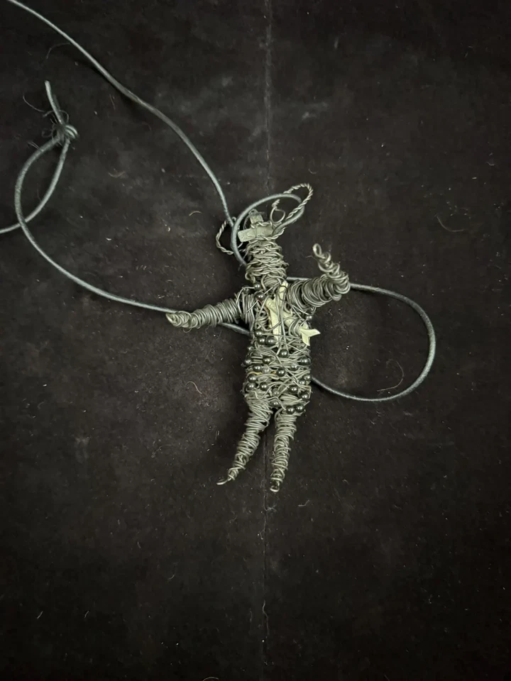 Small Authentic Hand Made Steel Metal Voodoo 5" Doll Necklace, Free QuikShip