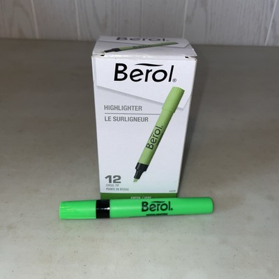 NEW 12 GREEN Berol Chisel Tip Highlighters 64329