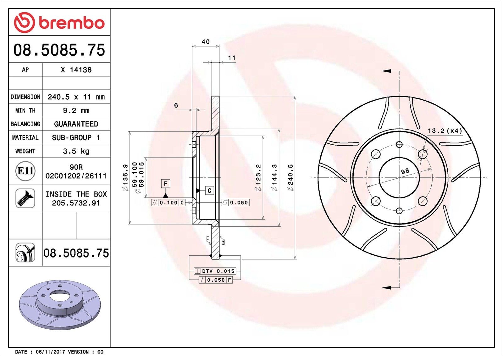 Fits BREMBO 08.5085.75 Brake disc Max 1pcs full 08.5085.75 Rear ABART ⭐UK Stock⭐ - Image 11