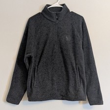 Disney Parks Mens Charcoal Gray Pullover 1/4 Quarter Zip Fleece Sweater - Medium