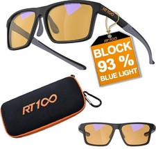 Premium Gaming and Computer Glasses Block 78 - 93 Blue Light, 100 UV420 HE...