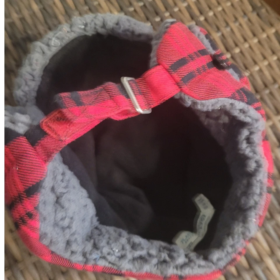 CHILDRENS PLACE Sombrero Trampero Niños Talla S/M 4/7 Rojo Cuadros Sherpa Forrado Invierno Foto 2 de 4