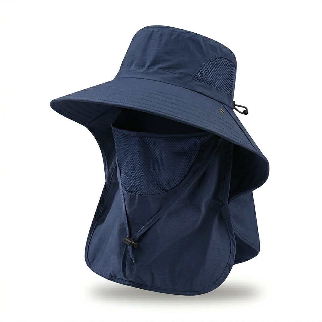 UPF 50+ Wide Brim Sun Hat with Removable Neck Face Flap UPF 50+ Breathable Sun Hat with Removable Face Cover and  main image 4